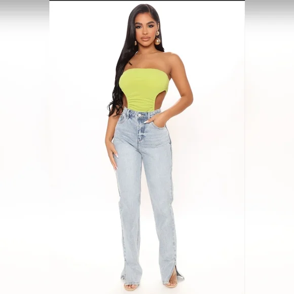 Fashion Nova- We Mesh Together Tube Bodysuit (Lime) *NEW* - Picture 2 of 10